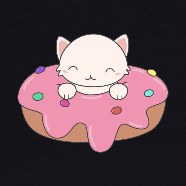 Kawaii Cat in a donut t-shirt by happinessinatee